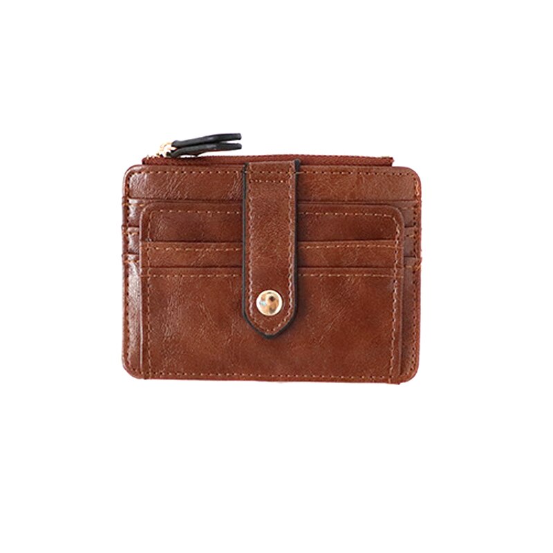 Simple Women Purse PU Leather Zipper Coin Pouch Short Wallet Casual Card Holder Billfold K2: Coffee