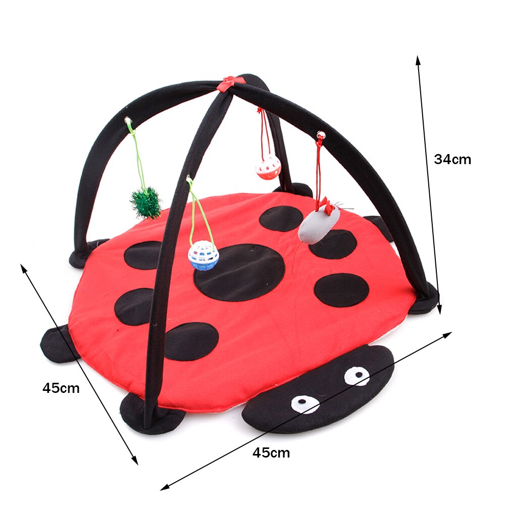 Foldable Cat Play Mat Cat Interactive Tent Activity Center with Hanging Cat Toys Balls Mice Outdoor Cat Bed Pad Sleep Play Tent: 7