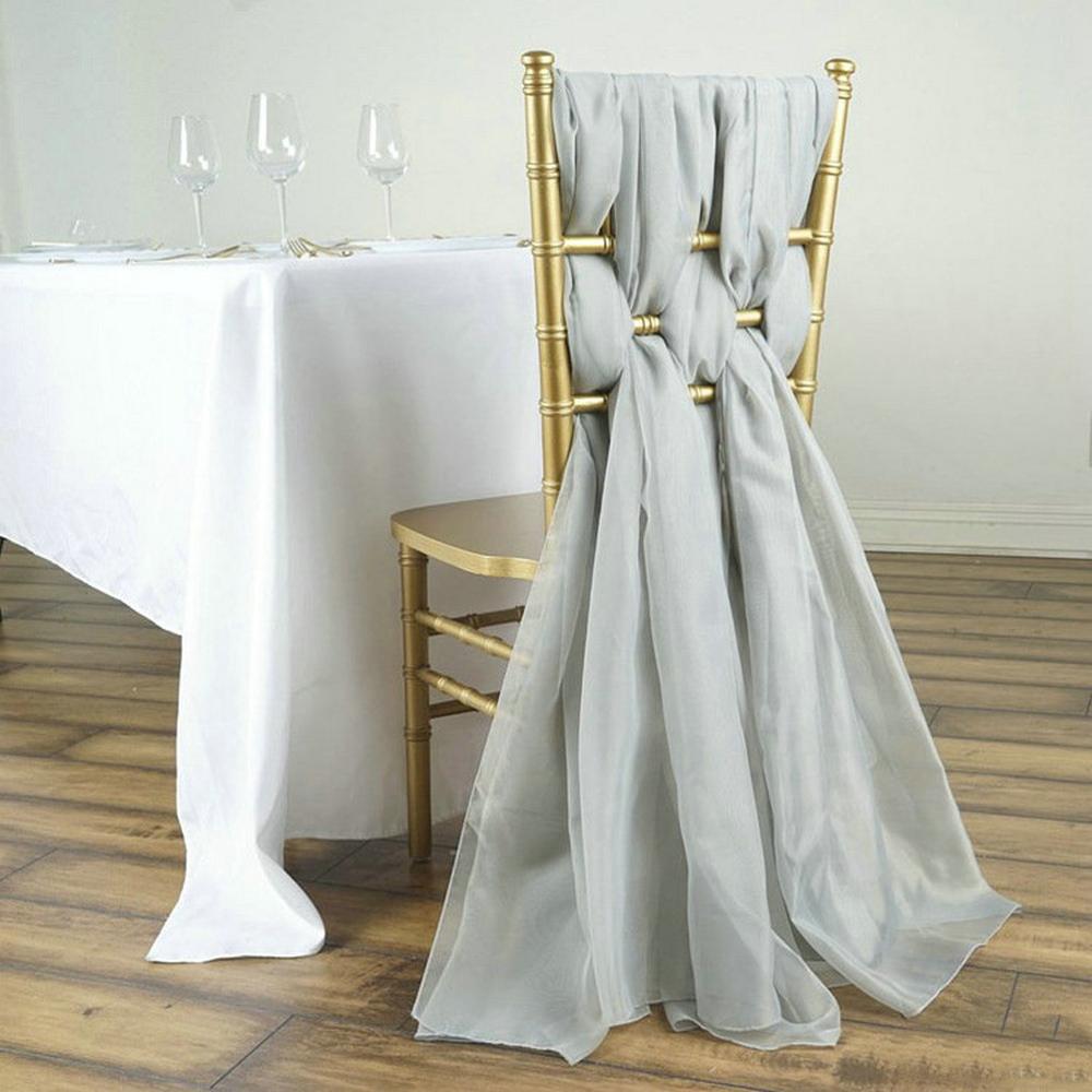 Fancy Chiffon Chair Sashes for Weddings Events Party Decoration Bridal Baby Shower Chair Sash Tulle Chair Tutu Skirt: grey