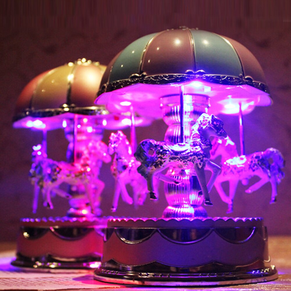 Wedding Game Sleeping Party Birthday LED Carousel Toy Music Box Romantic Battery Powered Home Decor Desktop Baby Room