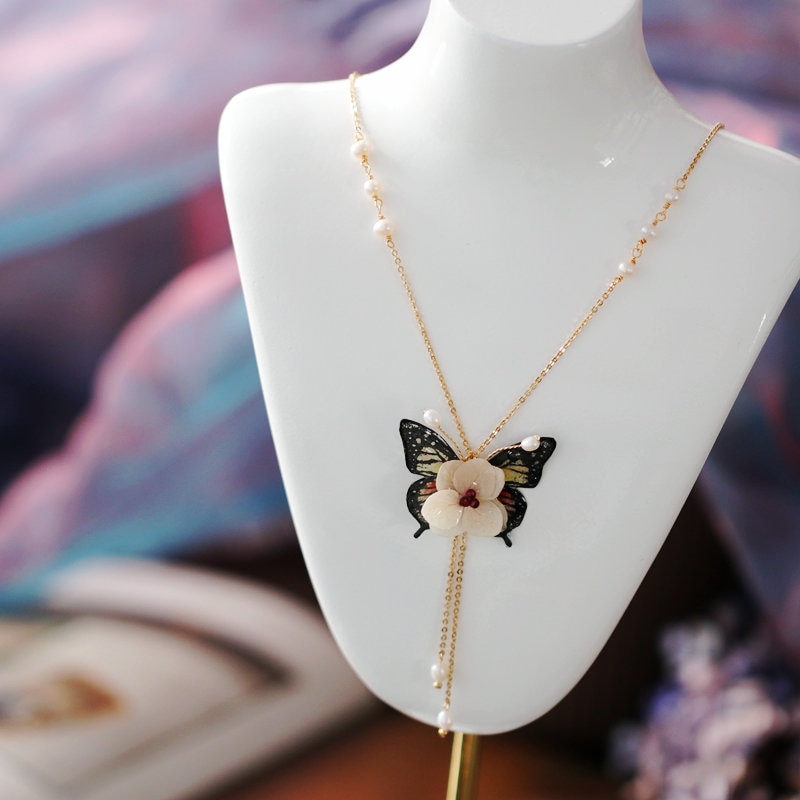 SINZRY handmade real preserved flower butterfly sweet pendant chokers necklaces for lady jewelry accessory