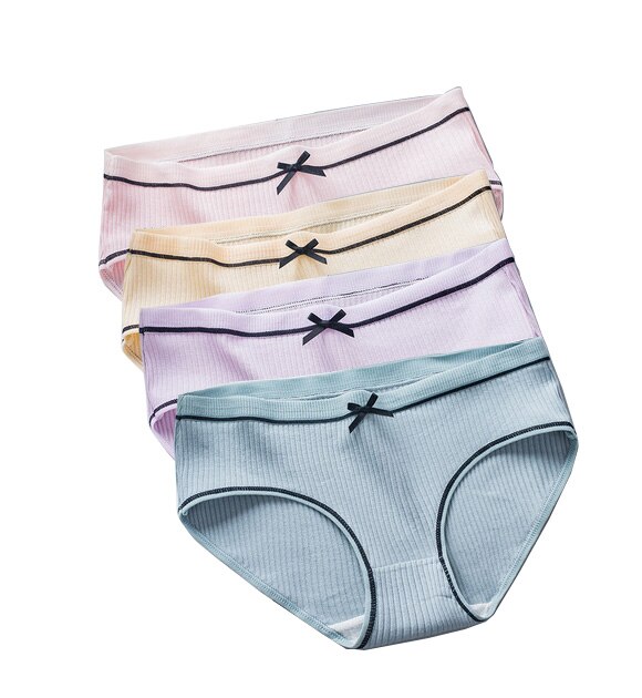 Conjunto de ropa interior de algodón para mujer, bragas de cintura media sólidas, lencería acogedora, calzoncillos tentadores, ropa interior femenina: L / NA197