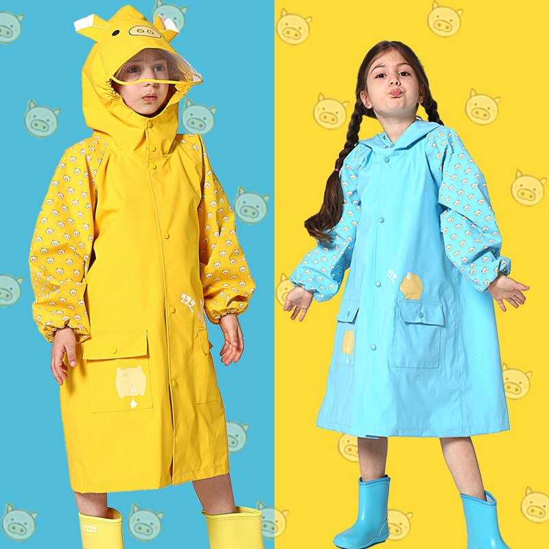 Cartoon Kinderen Regenjas Geel Regen Poncho Ondoordringbare Kid Regen Jas Przeciwdeszczowe Dla Dzieci Jongens Meisjes Regenkleding Y5Y