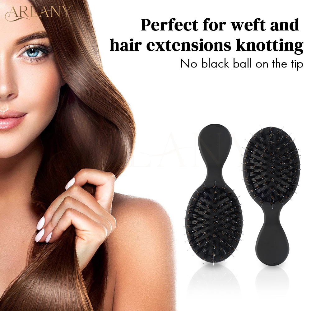 ARLANY-peine de pelo de cerdas de jabalí, Mini peine antiestático para masaje del cuero cabelludo, cepillo para el pelo, cepillo de cojín desenredante, herramienta de peluquería