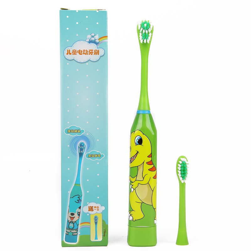 New Children Electric Toothbrush Automatic Ultrasonic Waterproof Cartoon Toothbrush Children&#39;s Life Education And Nursing Tools: green