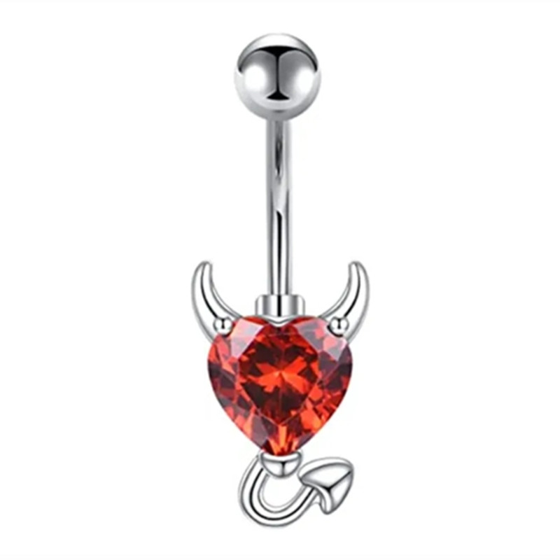1 pièces coeur rouge nombril anneaux acier vert cristal ventre haltère nombril Piercing papillon pour femmes filles Piercing Ombligo: Plaqué de cuivre antique