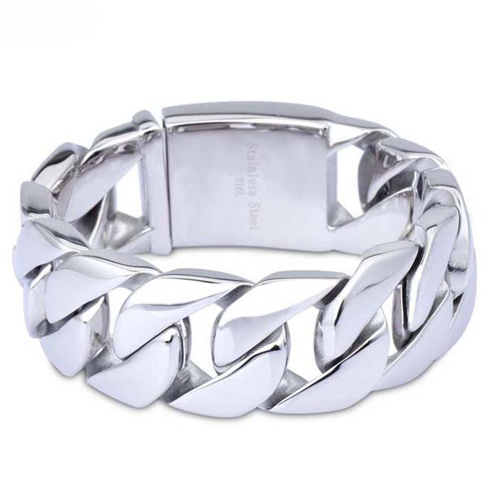 32mm*24cm heren zilveren kleur hoog gepolijst 316l roestvrijstalen curb cubaanse schakelketting armband sieraden