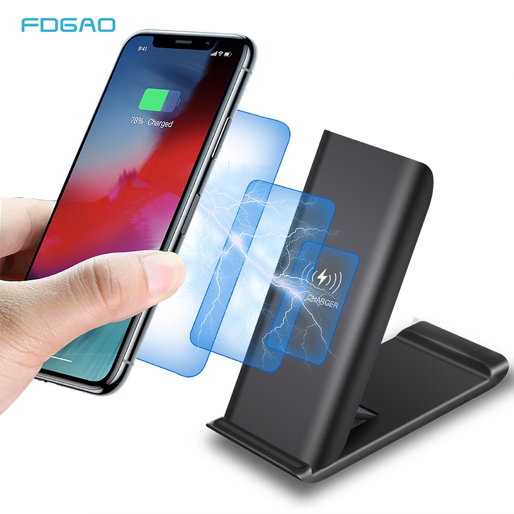 FDGAO Wireless Charger 15W - Fast Charging Stand for iPhone 12/11/X/8, Samsung S21/S20/S10 - USB C