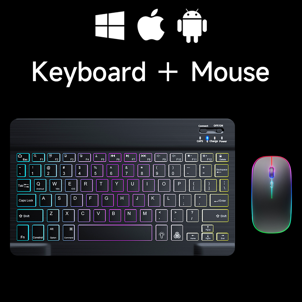 Wireless Bluetooth Keyboard and Mouse for Android iOS Windows Backlight Keyboard for Huawei Xiaomi Apple Phone Tablet Keyboard: Khaki / Brown Switch