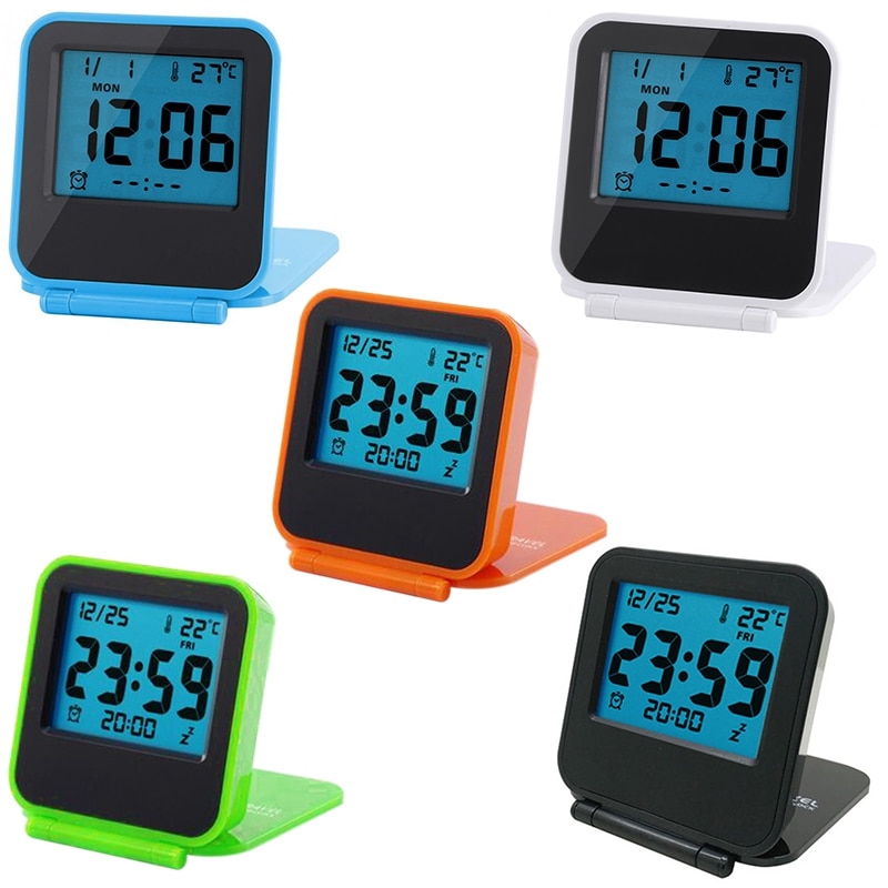 Alarm Clock Portable Foldable Tabletop Travel Digital Alarm Clock With Temperature Calendar Date Week Kitchen Alarm Clock
