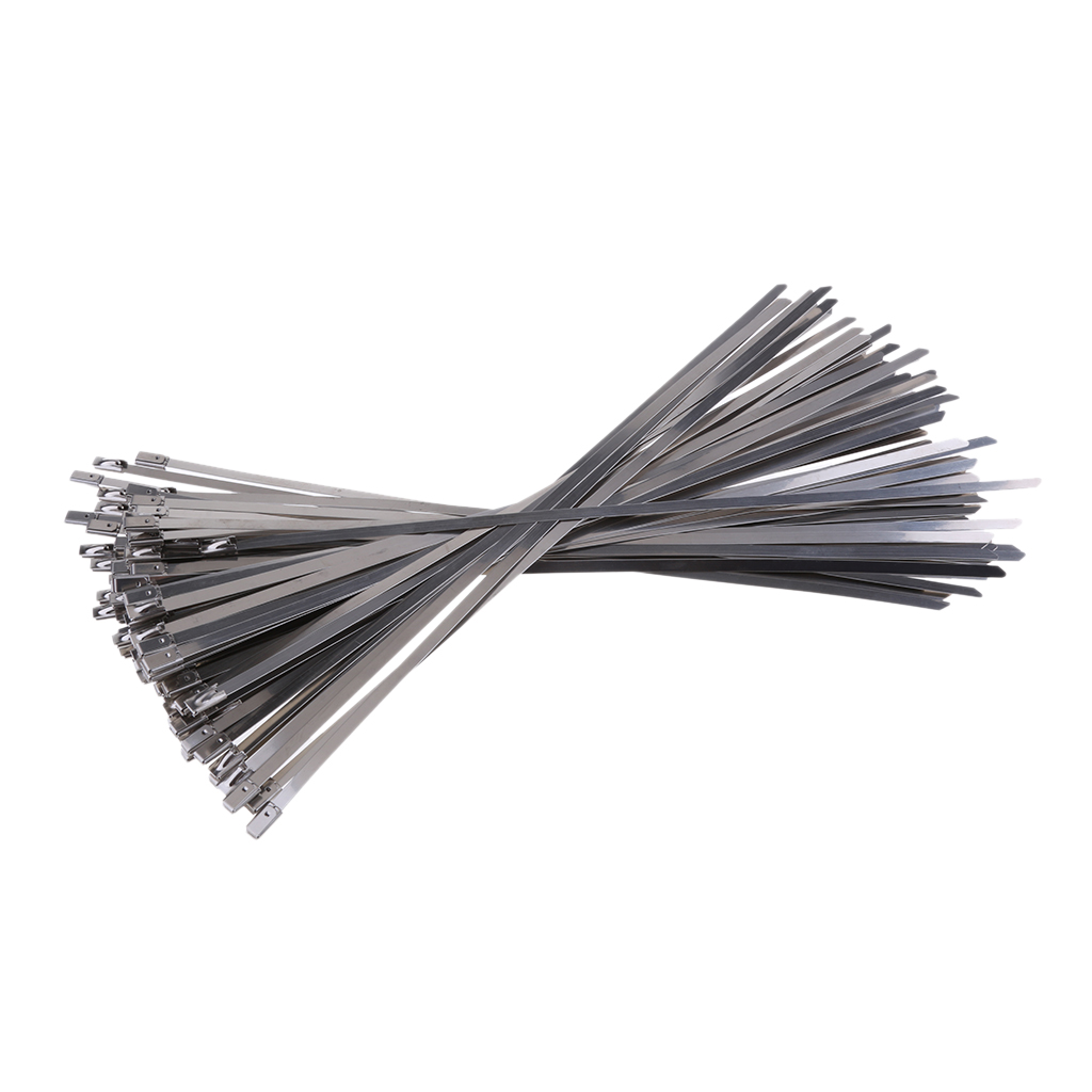 100Pcs Rvs Kabelbinders Voor Motorfiets Uitlaat Self Locking