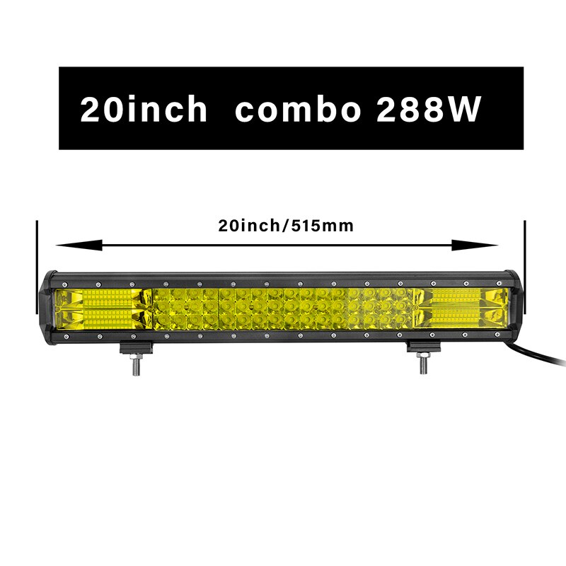 Willpower 20 22 inch Yellow Led 4x4 Offroad Light Bar 324W for 4WD Truck SUV ATV Trailer Beam Amber Work Driving Lights Fog Lamp