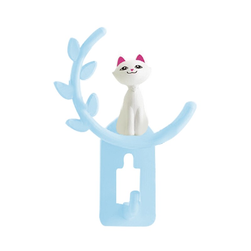1 Pcs Leuke Cartoon Kat Badkamer Keuken Muur Haak Sterke Zelfklevende Multi Functie Haak Voor Thuis Woonkamer Decoratie Accessoires: Sky Blue