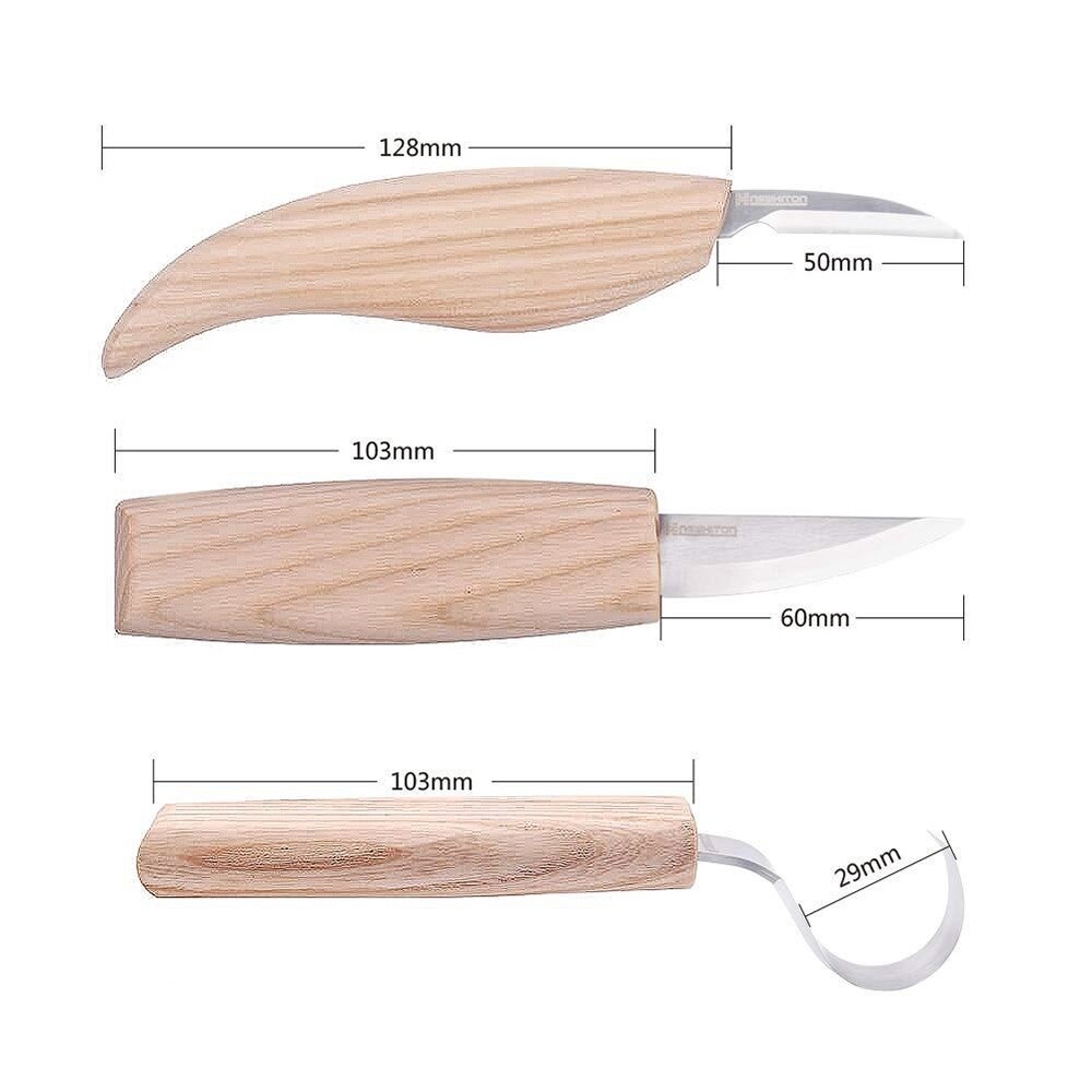 Wood Carving Tool Set - Hook for Spoon, Bowl, Kuksa Cup or General Carving Knife, Whittling Knife, Detail Wood Utensils Type