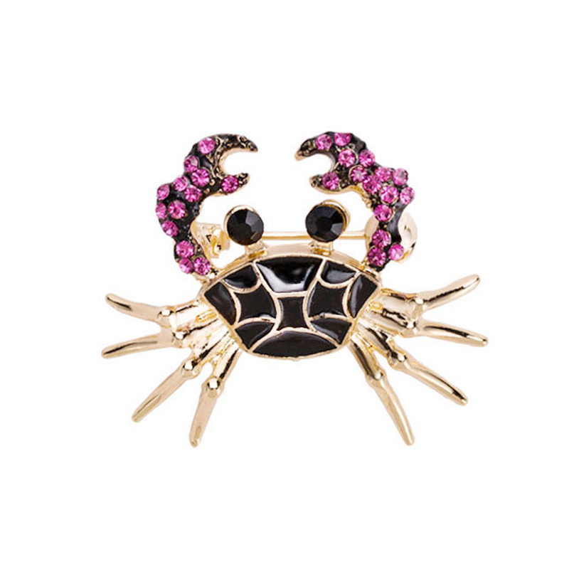 Broche de lujo con forma de gato, cangrejo, escorpión, Color para boda, , Animal, diamantes de imitación, broches para ropa, accesorios: COLOR ORO ROSADO