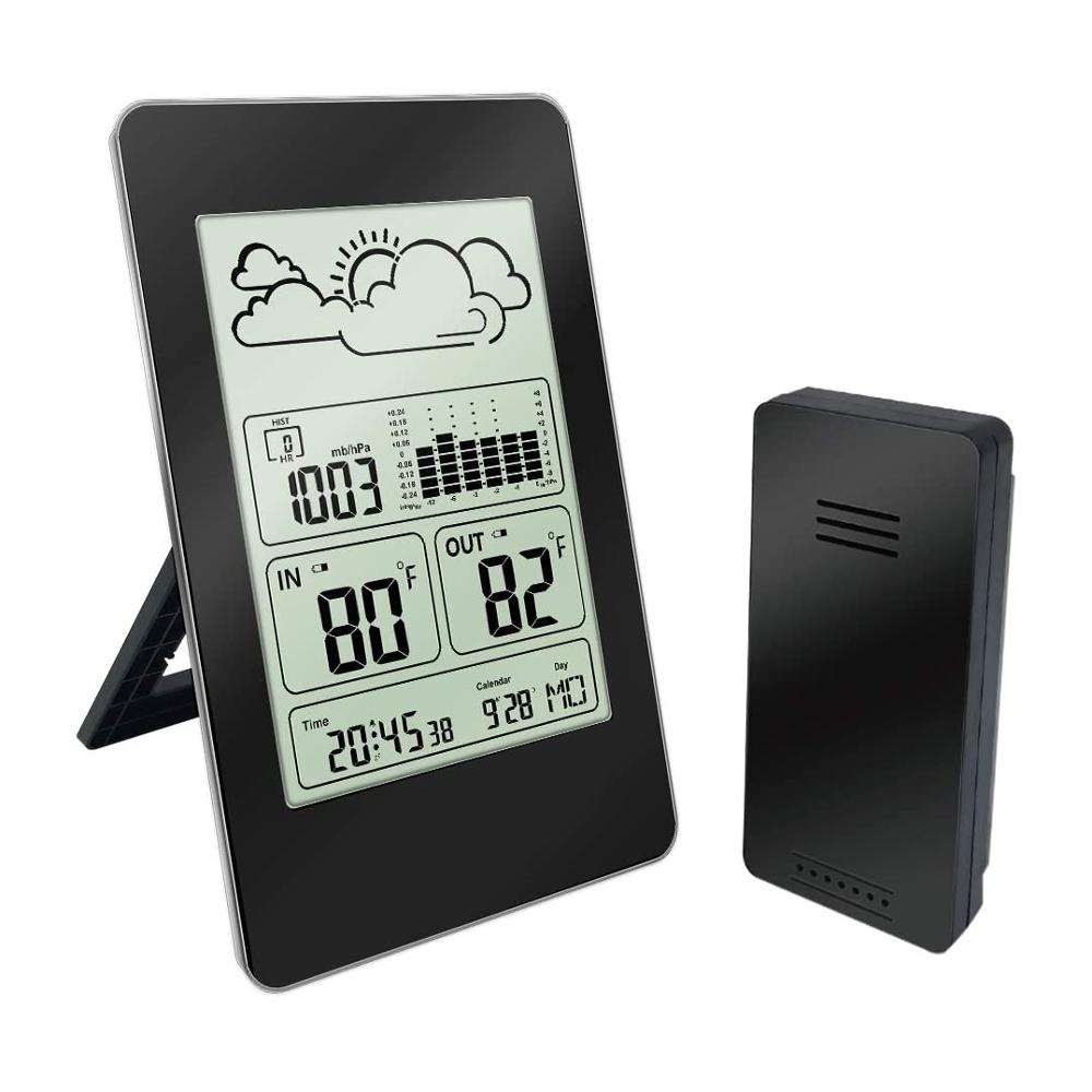 Multifunction Weather Station Thermometer with Alarm Clock, Indoor Outdoor Temperature Air Pressure Weather Forecast Station