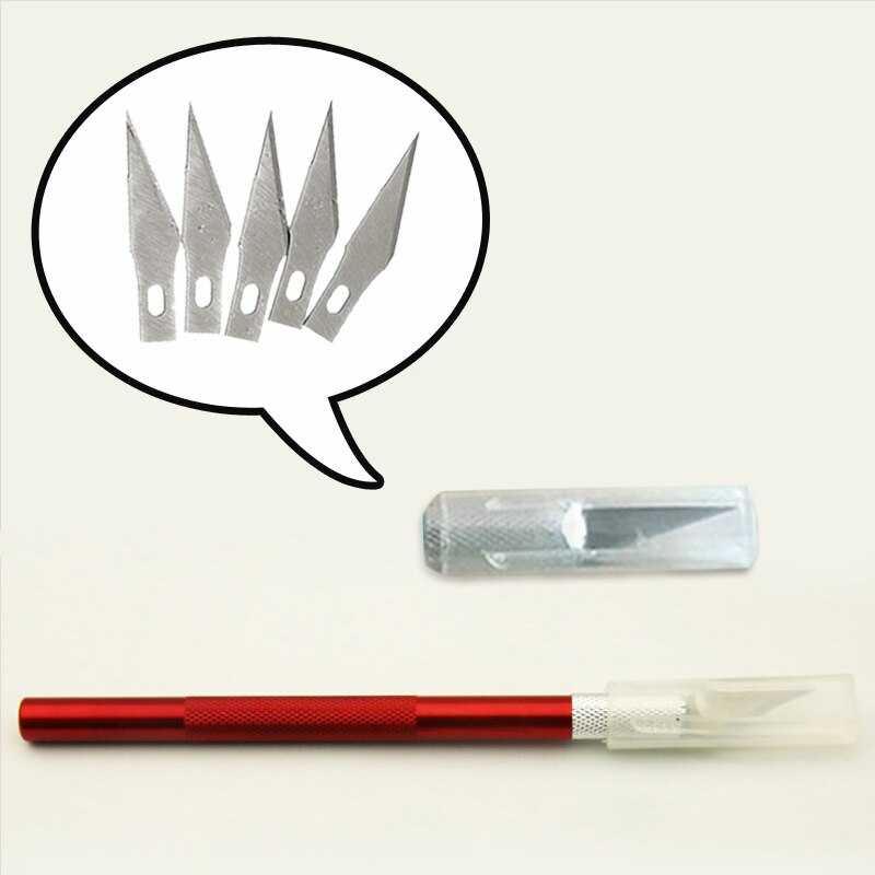 6 Knife Blades DIY Wood Carving Fruit Food Craft Sculpture Cutting Tool Metal Engraving Knifes Aluminum Rod Carving Tools: red 6 blade