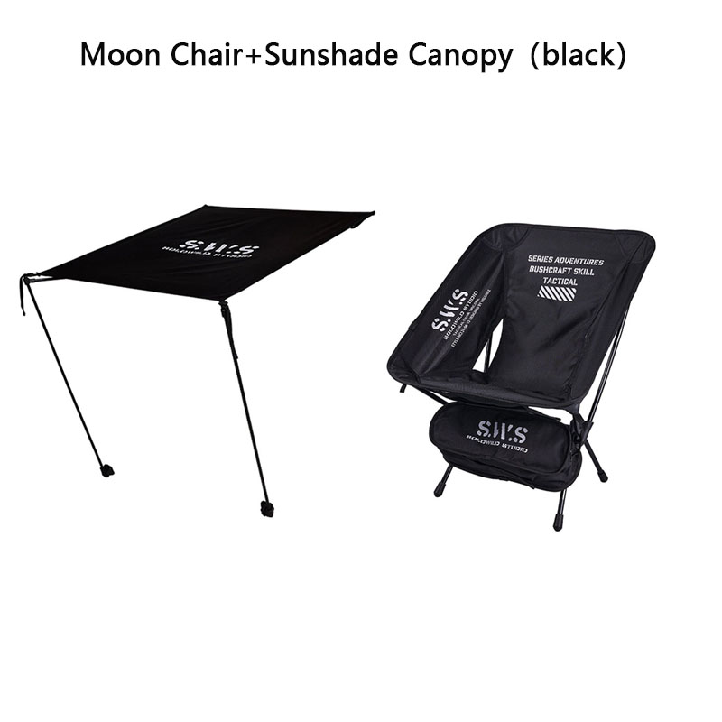 WELLHIKE Sommer Sonnenschirm Markise Mond Stuhl Camping Strand Angeln Camping Leichter Klappstuhl Freizeit Rückenlehne Stuhl: Schwarz
