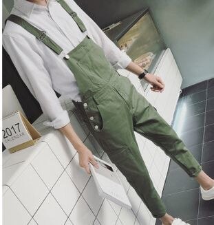 Pantalones bombachos de tirantes para hombre, petos vaqueros de bolsillo de Hip Hop, a la altura del tobillo, conjuntos de herramientas ajustados, primavera , A53005: L / 11
