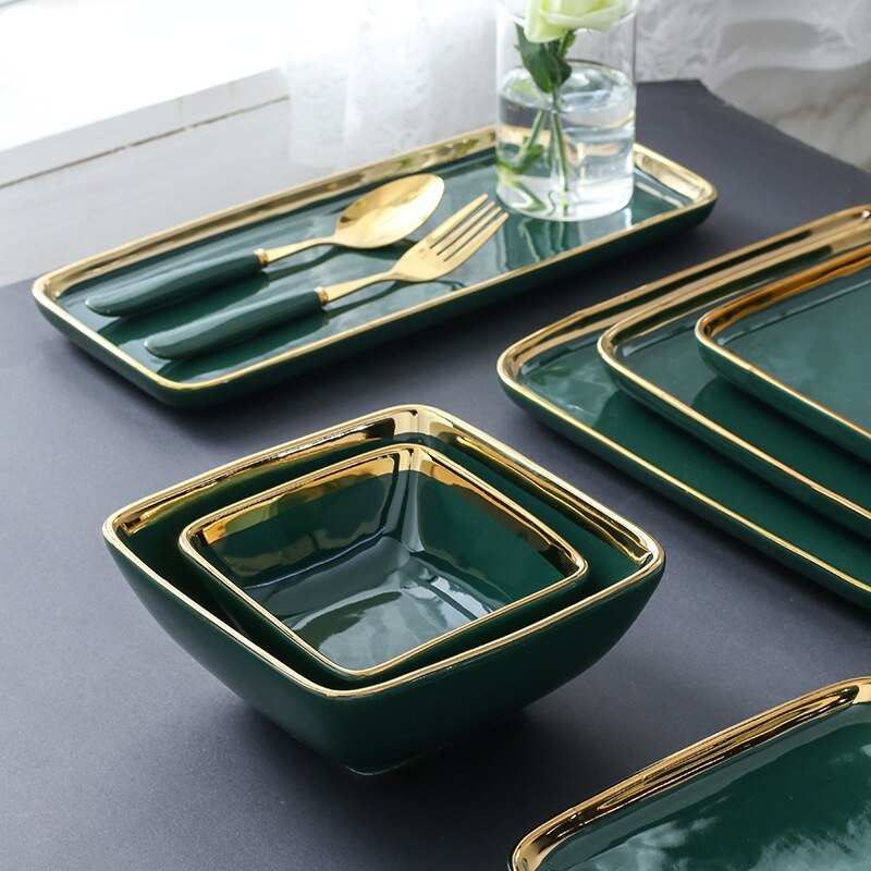Luxury ceramic tableware, direct selling products, western-style dishes, retro, storage tray plate set dish sets