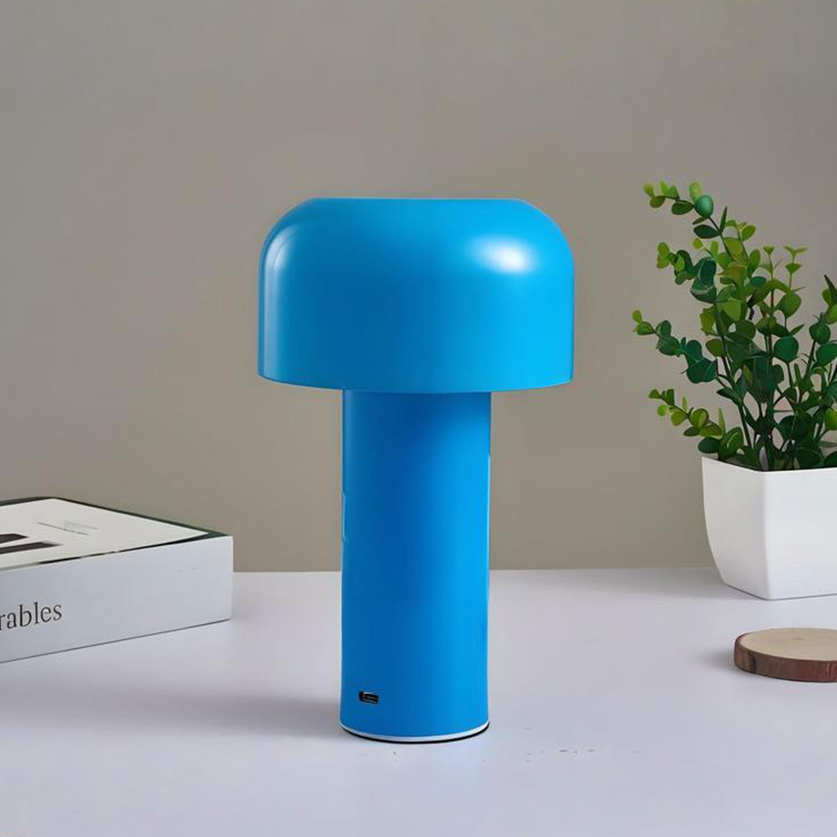 Italiaanse Paddestoel Tafellamp Draagbare Draadloze Touch Oplaadbare Nachtlamp USB Bureaulamp Desktop Decoratie Slaapkamer Nachtlampje: WHITE