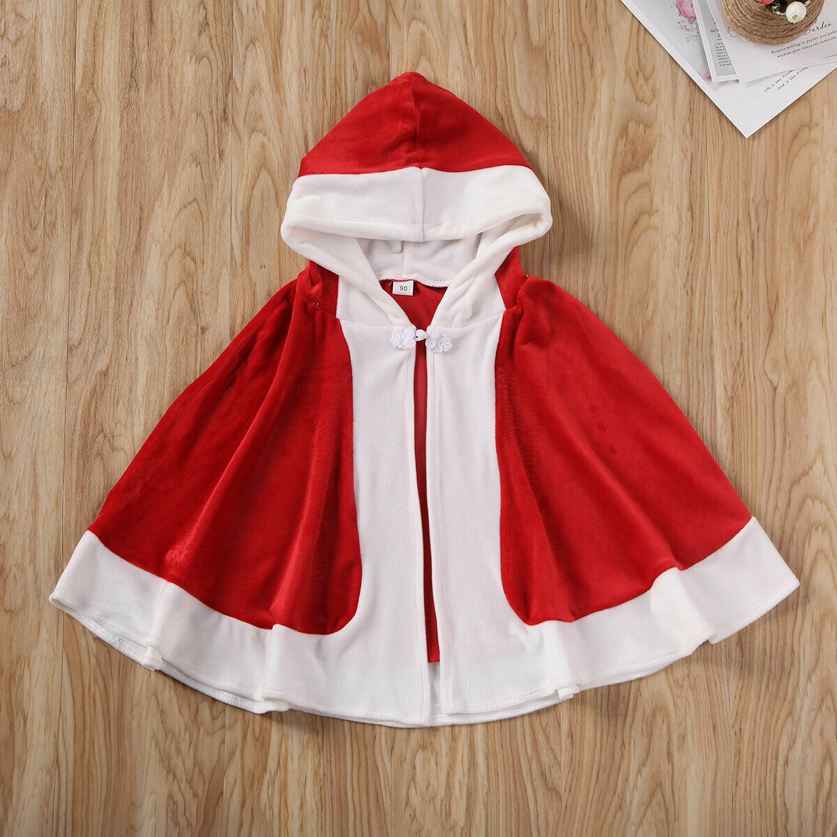 Children Winter Red Hooded Cape Coats Kids Girls Velvet Cloak Jackets Christmas Party Little Red Riding Hood Stage Costume
