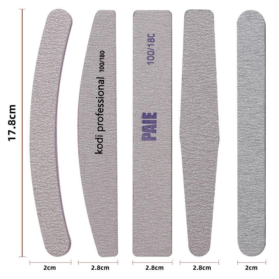 5/10 Uds lima de uñas papel de lija limas de uñas gruesas y fuertes tampón para manicura lijado media luna Lima herramientas de uñas 100/180