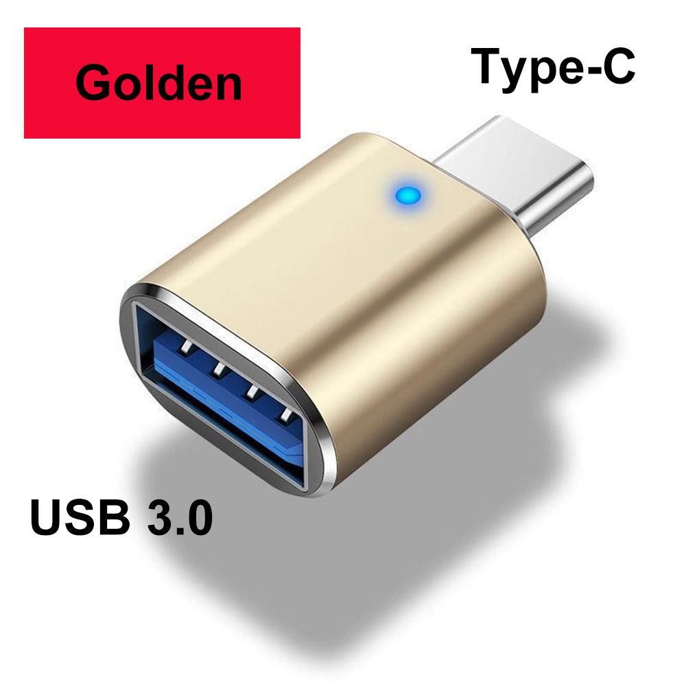 5Gbps USB 3.0 To Type C OTG Adapter With LED Light Indicator 5Gbps For U Disk 3A Fast Charging Data Transmassion Converter: green