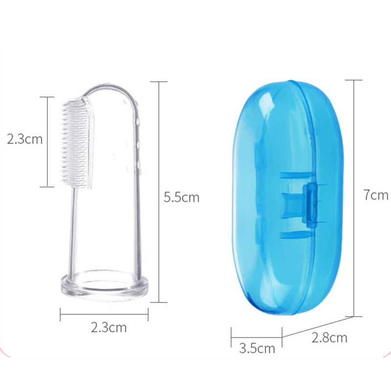 Cepillo de dientes de silicona + caja, cepillo de dientes de dedo para bebé, Limpieza de dientes para niños, herramienta de cuidado de limpieza de silicona suave