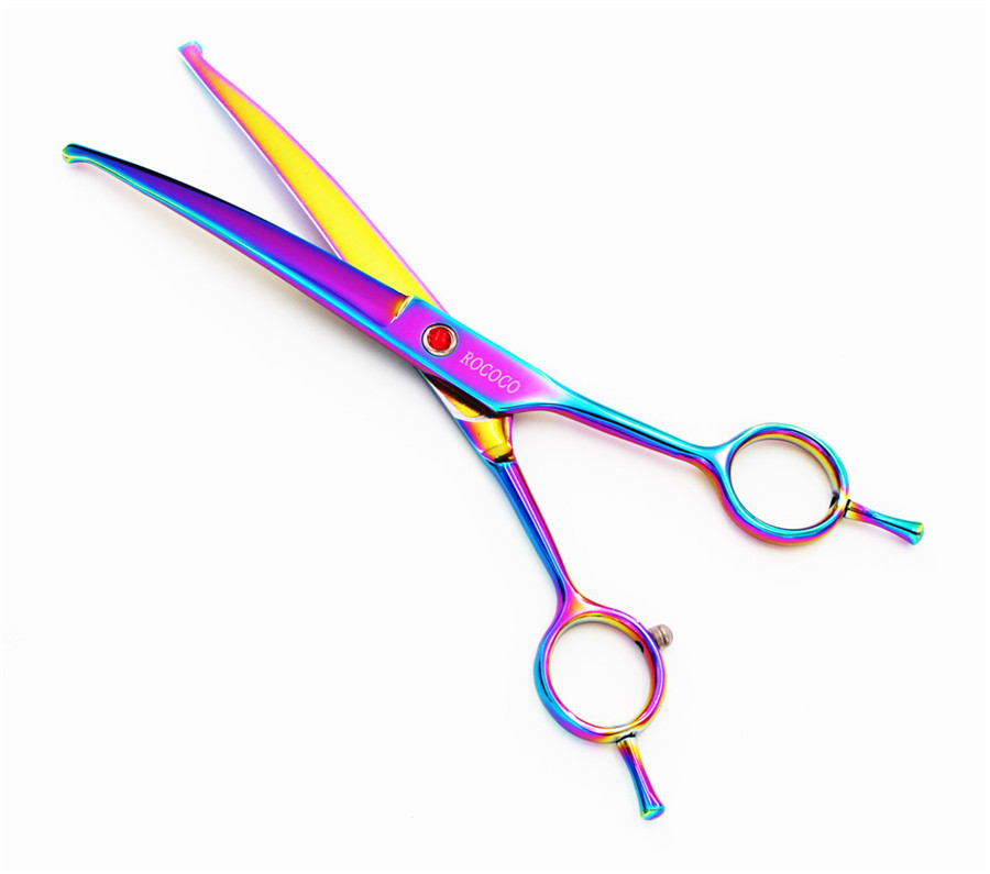 7inch Pet Grooming Scissors Set Round Tip Safety Dog Shears Hair Cutting Thinning Curved Scissors right left handed