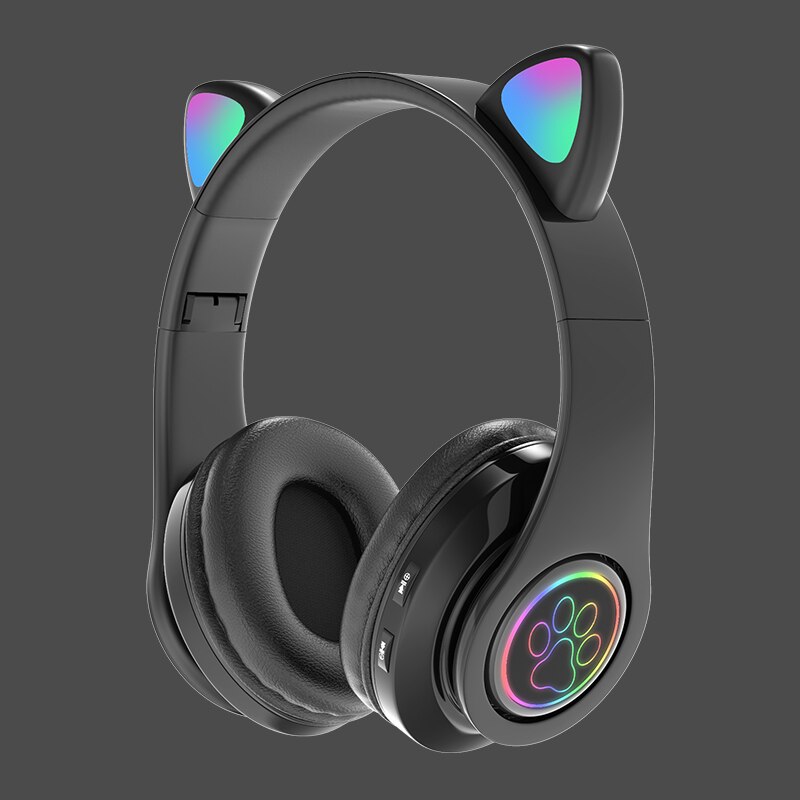 Niedlicher katzenohr-kopfhörer, bluetooth 5.0, kabelloses headset mit unterstützung für tf-karte, audiokabel, kabelgebundener ohrhörer, sport-hifi-bluetooth-headset
