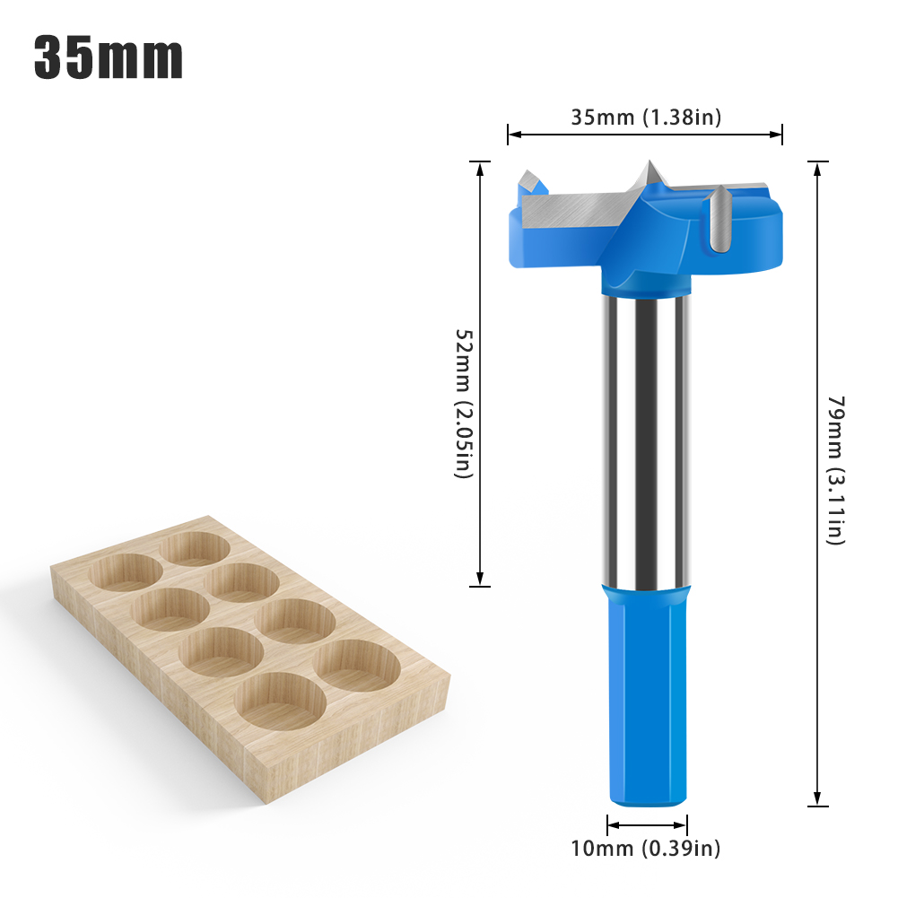 Broca perforadora de bisagra de vástago hexagonal, cortador de sierra de agujero de 16-50mm, broca enrutadora de madera de carburo de tungsteno, herramientas de corte para carpintería: Negro