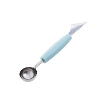 Yuryfvna 2 In 1 Multi-Functionele Meloen Baller Scoop Fruit Vleesmes Rvs Dunschiller Vruchten Cutter Vorm Fruit scooper: Blue