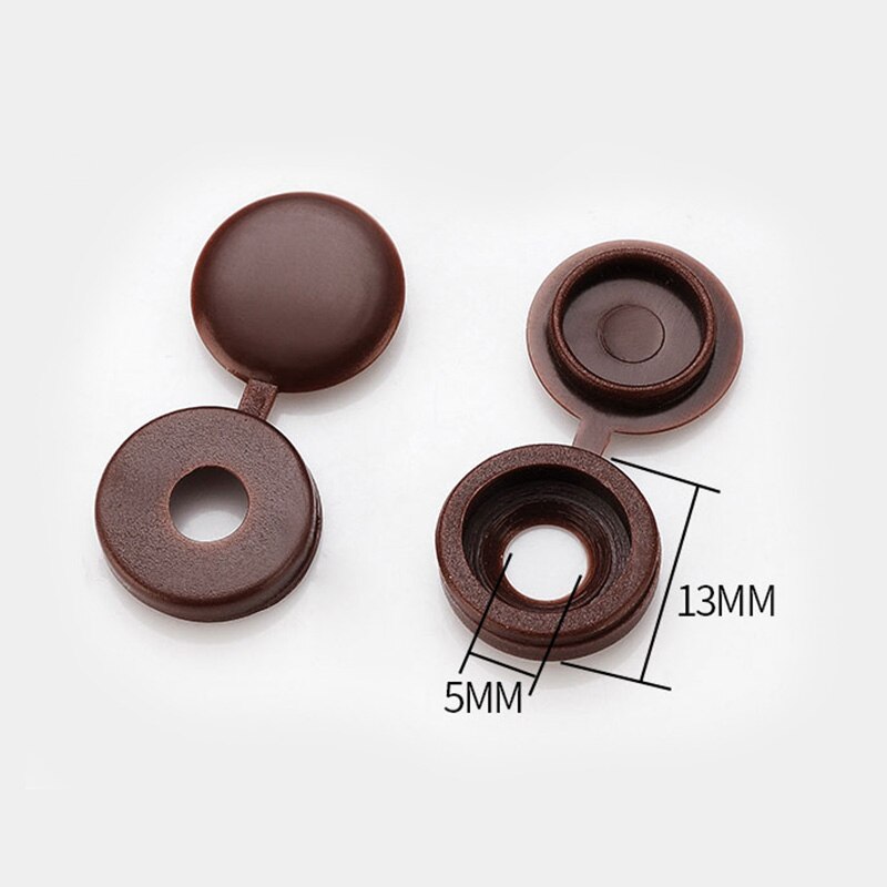 100Pcs Praktische Scharnierende Plastic Schroef Vouw Snap Beschermende Cap Knop Noten Cover Bouten Beschermen Meubilair Exterieur Decor Hardware: Dark Coffee