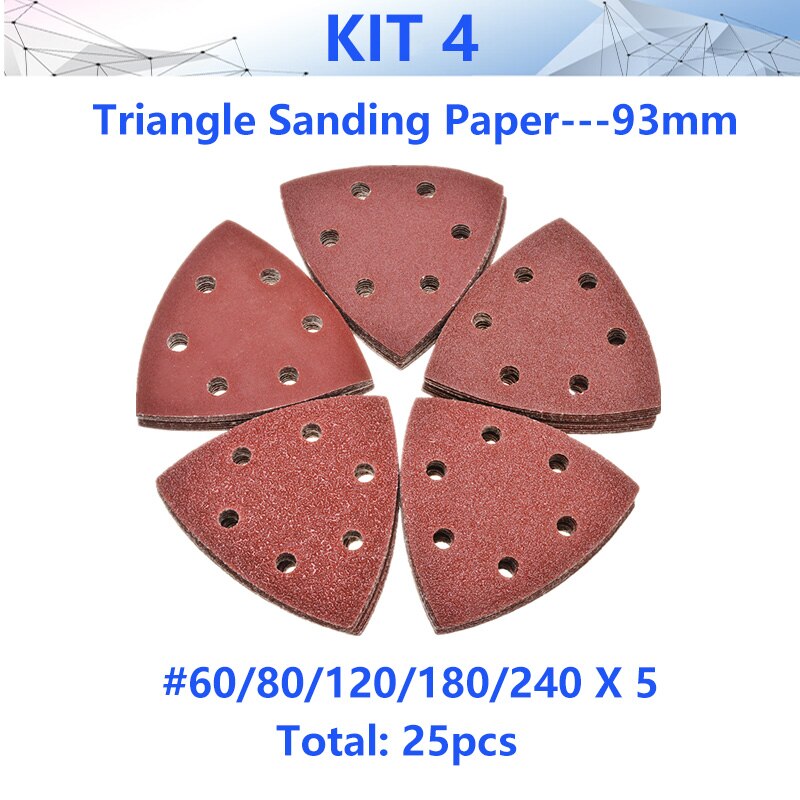 NEWONE Finger – papier de ponçage triangulaire, grain 60/80/120/180/240, pour outil oscillant, polissage, meulage: kit4 25pcs