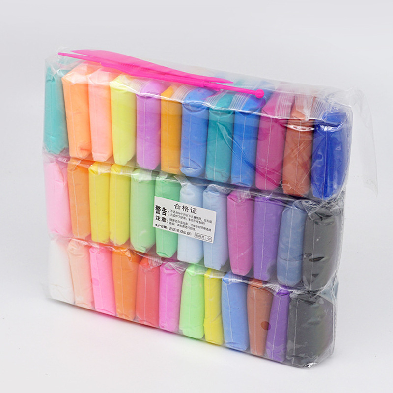 36 farver / sæt super let ler med 3 værktøjer lufttørring lys plasticine modellering ler håndlavet pædagogisk 5d legetøj blå ler: 36 farver