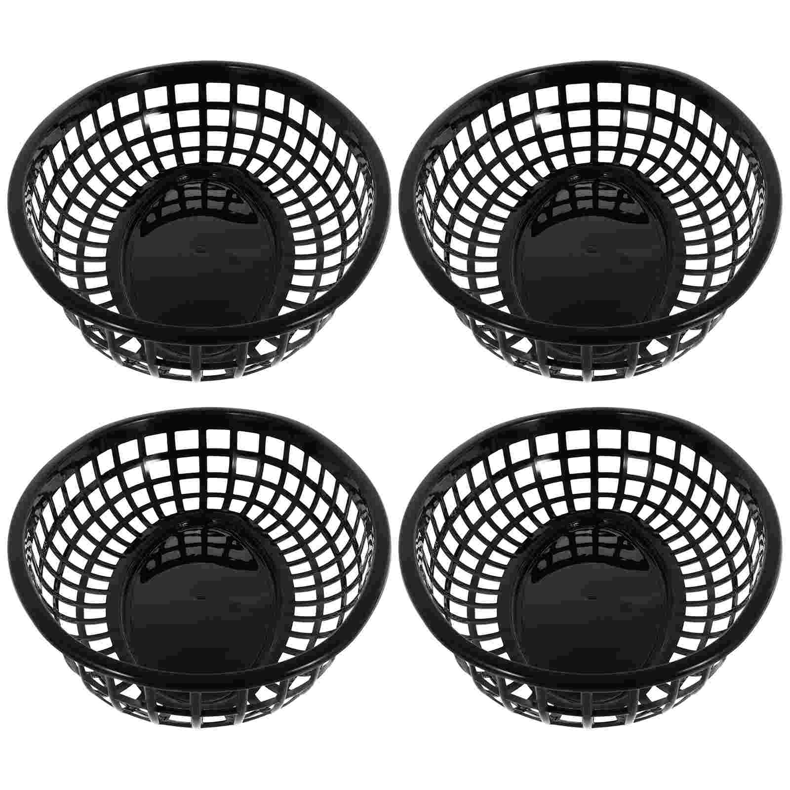 4 Pcs Black Snack Tray Hamburger Basket Fruit Plate Storage Container Plastic Vegetable Tray Dessert Holder Food ganizer Baskets