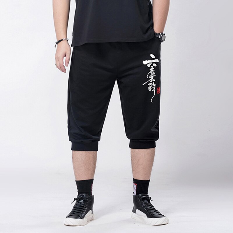Gersri sommer joggingbukser joggerbukser herre bomuld afslappet slanke læglange herre haremsbukser sort farve oversize 6xl 7xl