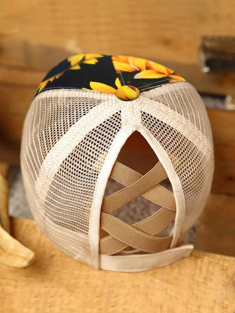 Berretto da Baseball con scollo incrociato incrociato in maglia di girasole cappellino da Baseball in maglia Casual cappelli Snapback regolabili