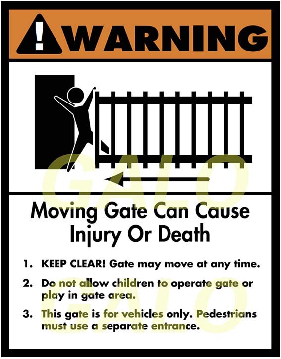 GALO SLIDING GATE / SWING GATE /BARRIER GATE WARNING SIGN For automatic doors: E