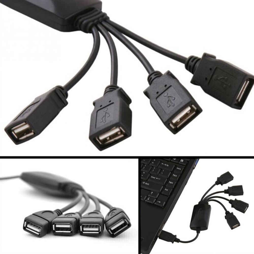 4 Port USB Cable Hub Expansion Splitter Adapter for Laptop PC USB 2.0 Hub Support USB1.0/1.1