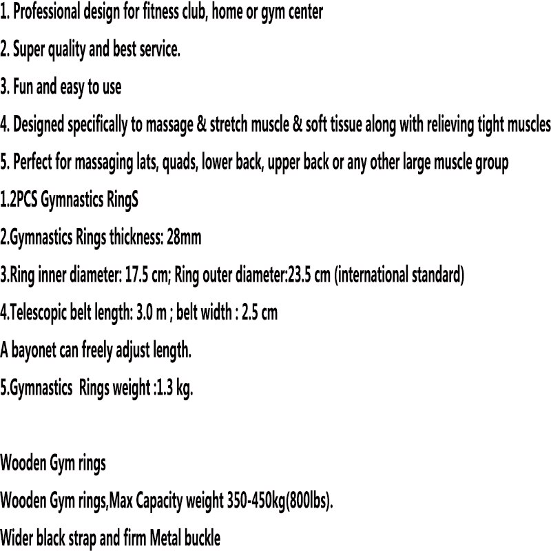 Anéis da Ginástica de madeira Anéis De Ginástica com Ajustável Longo Fivelas Tiras Treino Para Home Gym & Aptidão Cruz