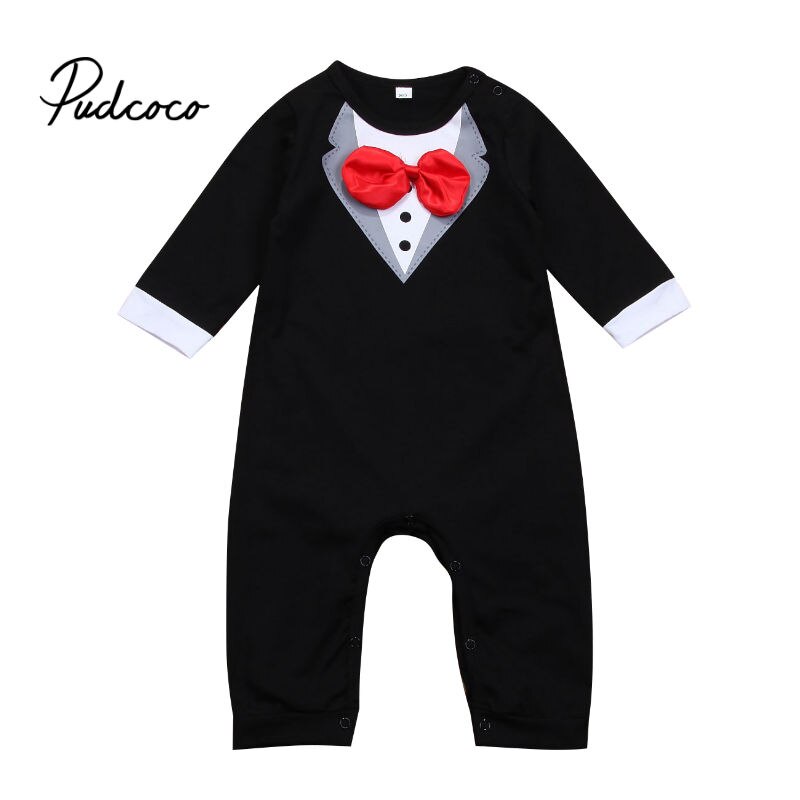 Pudcoco-vêtements pour bébés | Costume pour bébés et beaux garçons, Cool garçon, combinaison à manches longues pour nourrissons, noir, barboteuse à nœud papillon, tenue de soirée