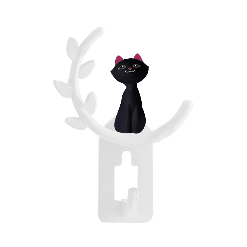 1 Pcs Leuke Cartoon Kat Badkamer Keuken Muur Haak Sterke Zelfklevende Multi Functie Haak Voor Thuis Woonkamer Decoratie Accessoires: WHITE