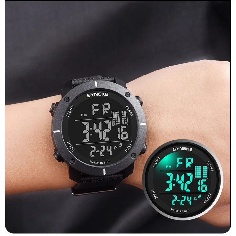 Synoke männer outdoor sport multifunktion ale wasserdichte stoßfest großbild display leucht led digital für männer