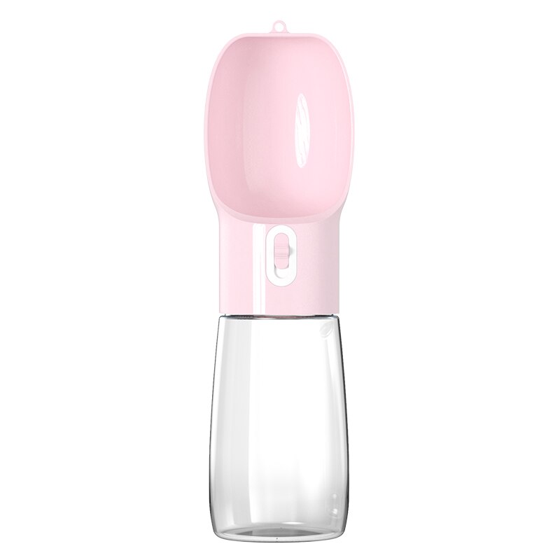 Botella de agua portátil para perros, multifunción, fuente de agua con tazón y contenedor de alimentos para perros y gatos, productos para mascotas: Only Water Pink