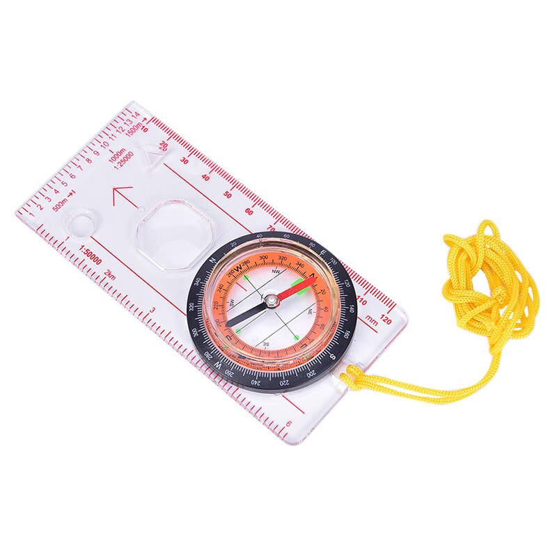 Règle de Camping de randonnée Portable en plein air, loupe de carte, boussole remplie de liquide