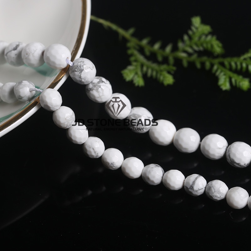 Genuine Natural White Turquoise Beads Howlite Faceted Round Beads Semi-Finished Handmade Matte Frost Stone For Jewelry Making