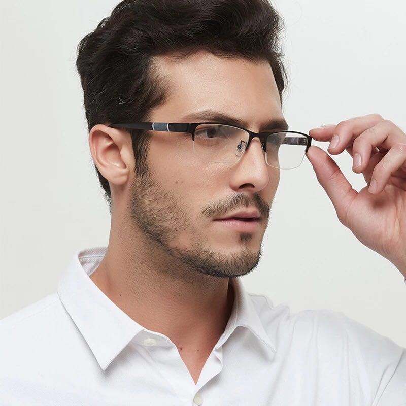 Geschäft Myopie Brille Halb Metall Rahmen Kurzsichtig Gläser unisex Myopie Harz Klar Spiegel 0-0,5-1-1,5 -2-2,5-5-5,5-6