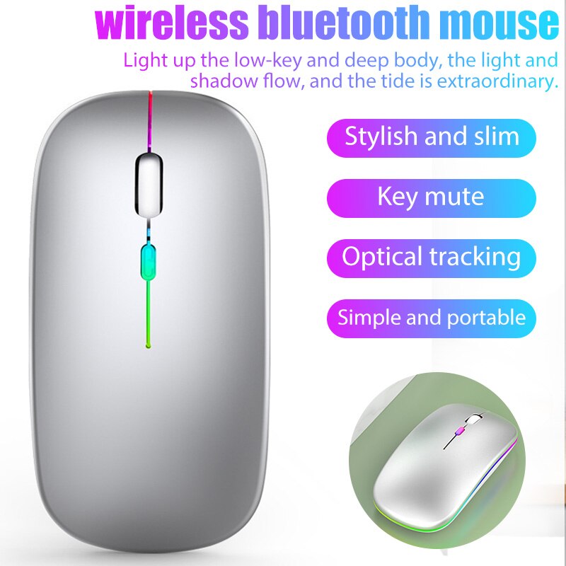 Kolorowe światła mysz Bluetooth bezprzewodowa ergonomiczna myszka USB ładowanie gier optyczna cicha Mause na PC Laptop 2.4GHz 1600 DPI